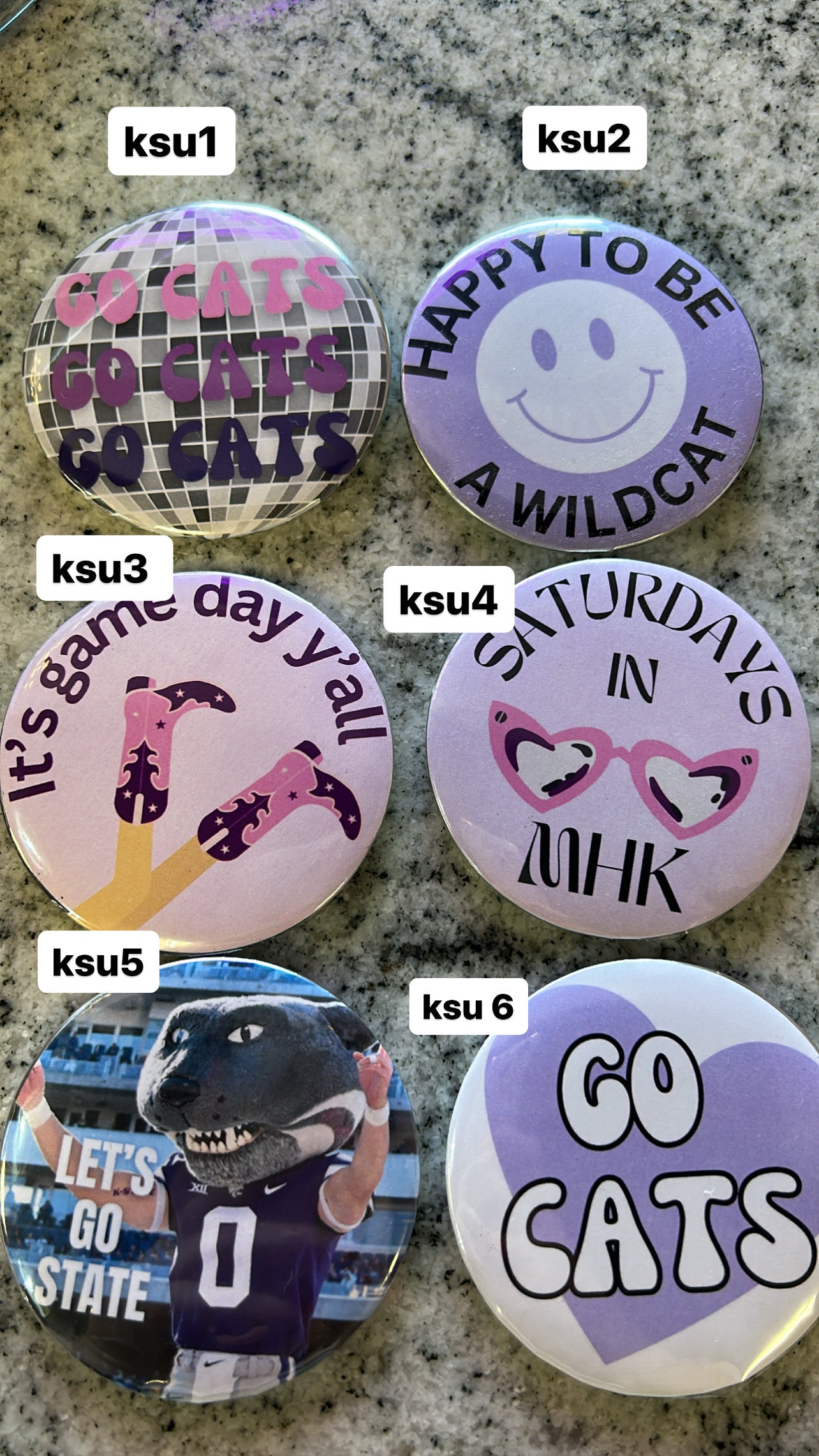 KSU Game day buttons