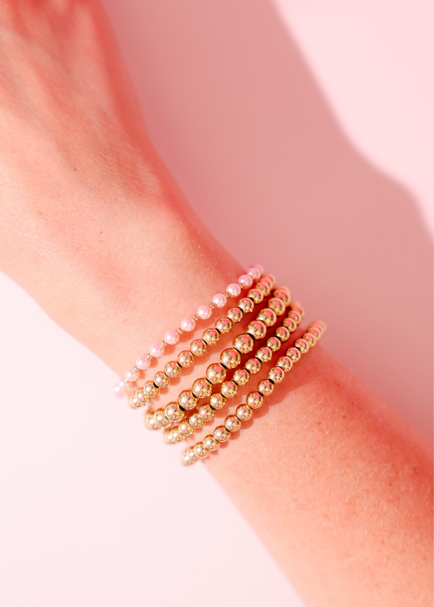 Pink Mini Luci Bracelet in Gold: Standard 6.75 inch