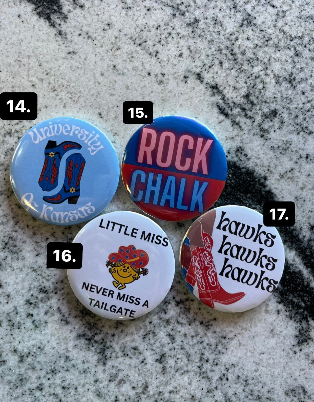 KU game day buttons