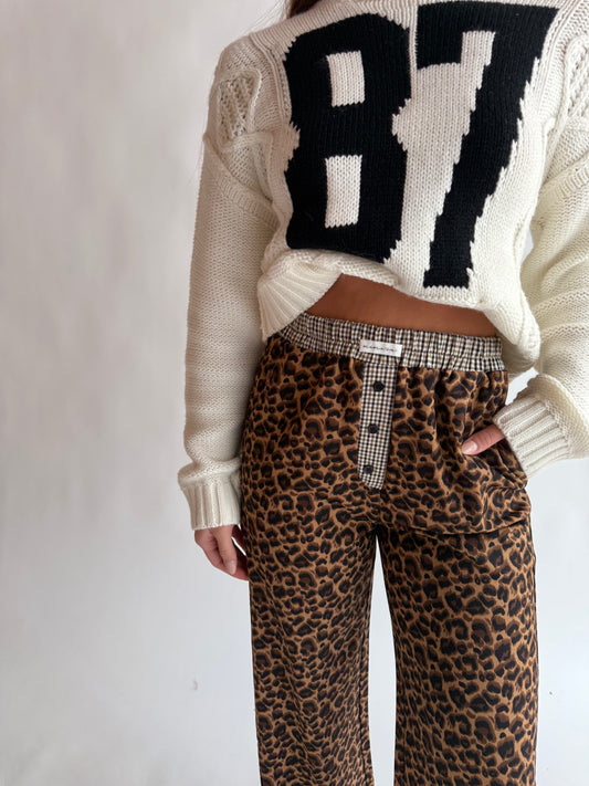Leopard contrast pants