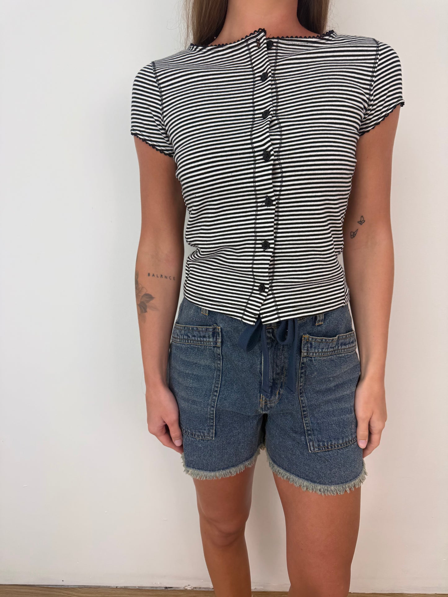Black Tahini Striped top