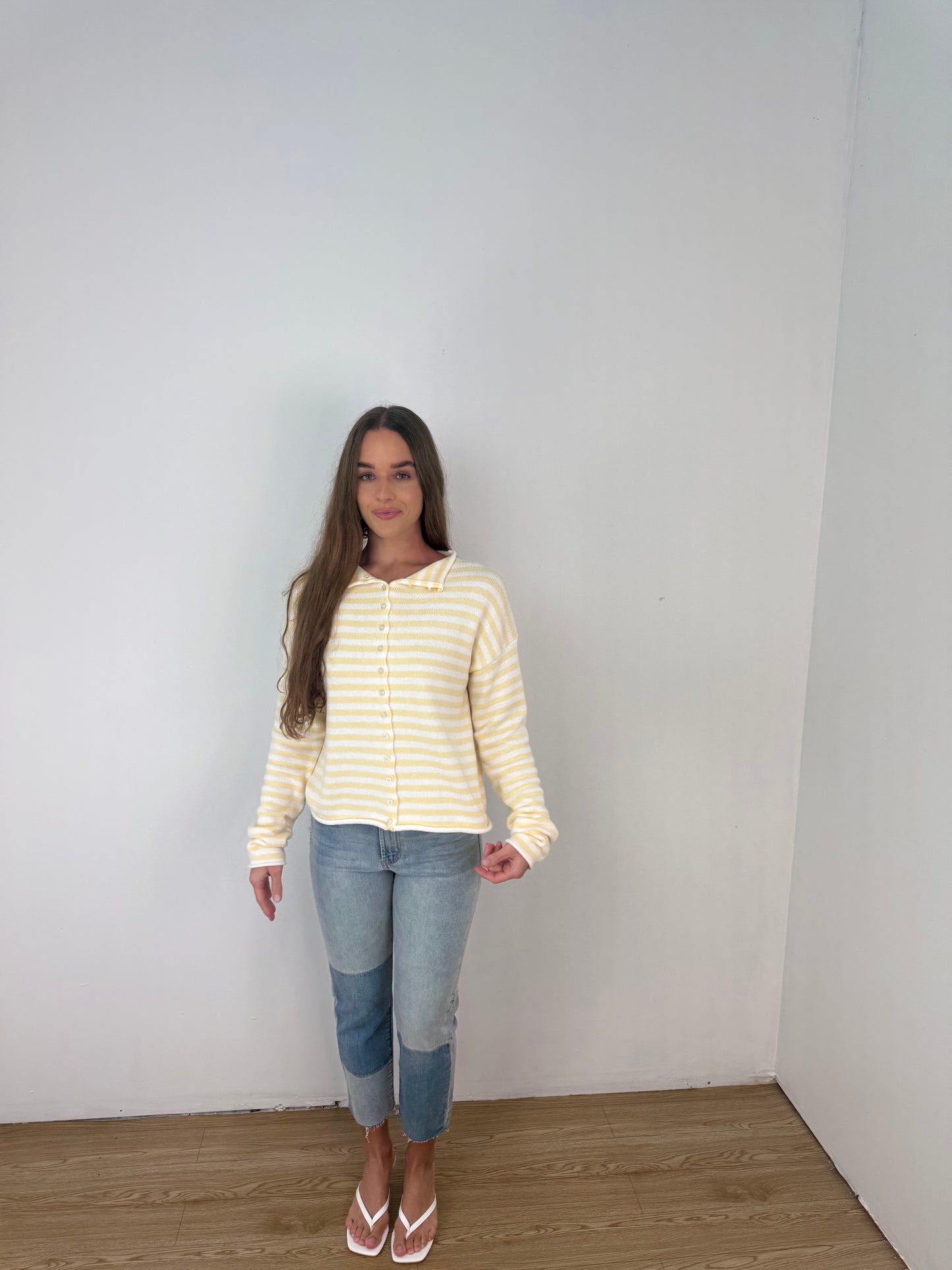 Elina Striped butter cardigan