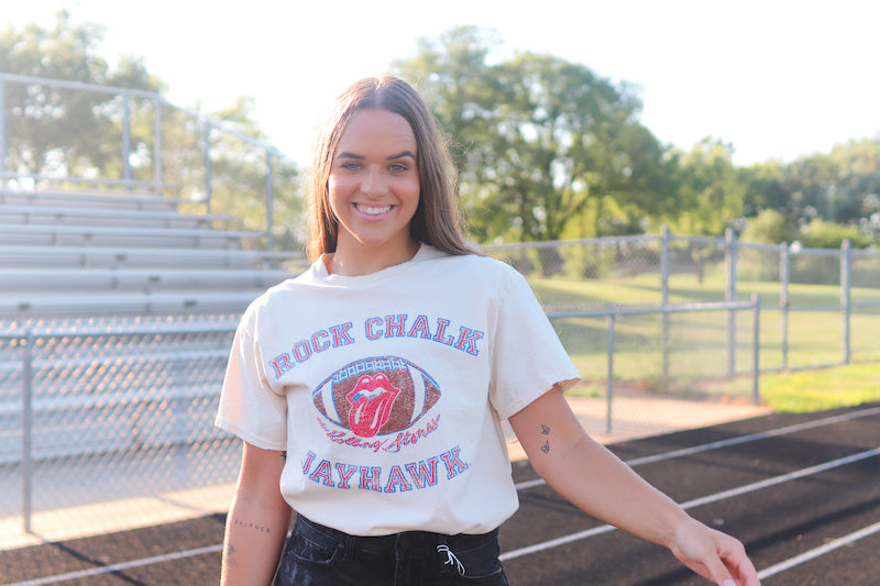 KU Rolling Stones Football Tee