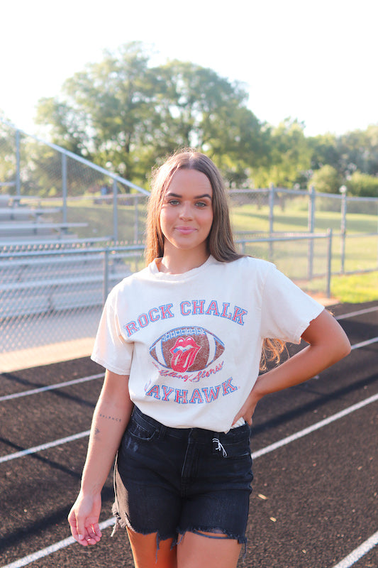 KU Rolling Stones Football Tee