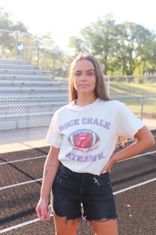 KU Rolling Stones Football Tee