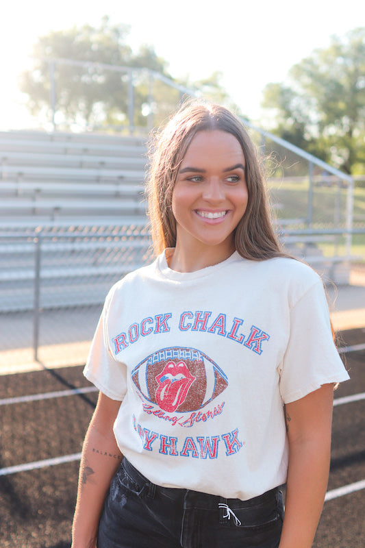 KU Rolling Stones Football Tee
