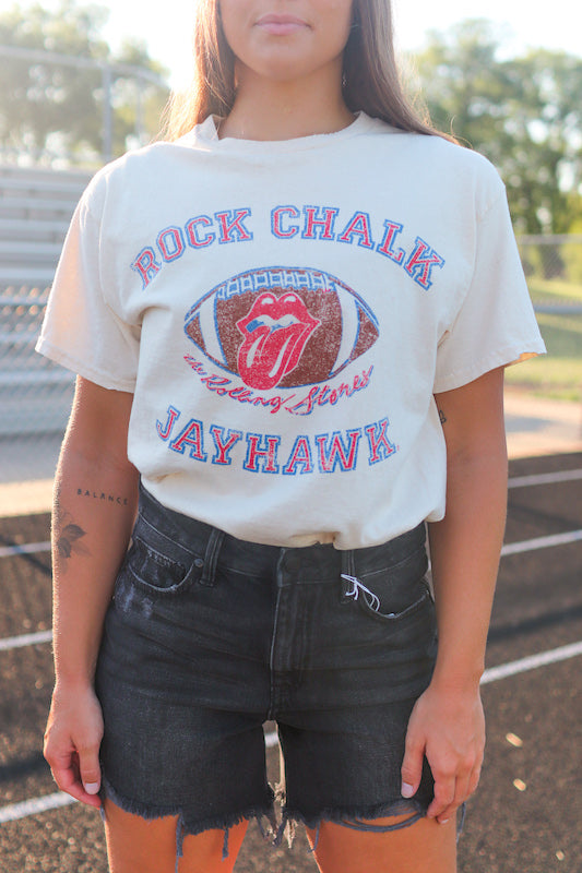 KU Rolling Stones Football Tee