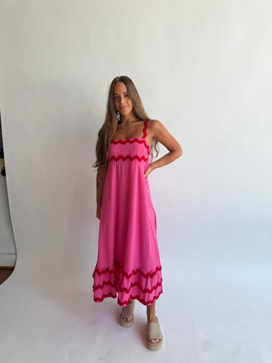 Pink and Red midi dress