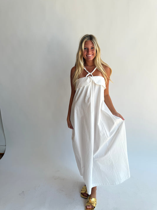 Cotton halter neck maxi dress