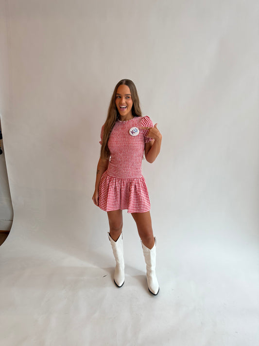 Best Dressed Smock Dress- Red