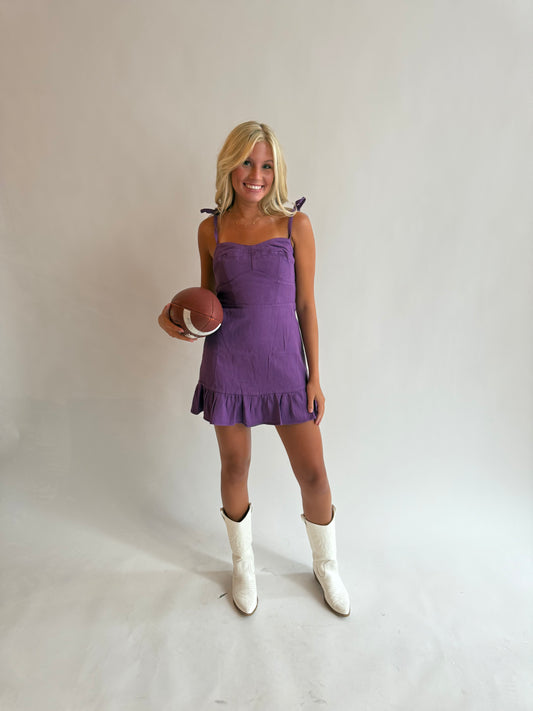 Winner Winner Denim Dress- Purple
