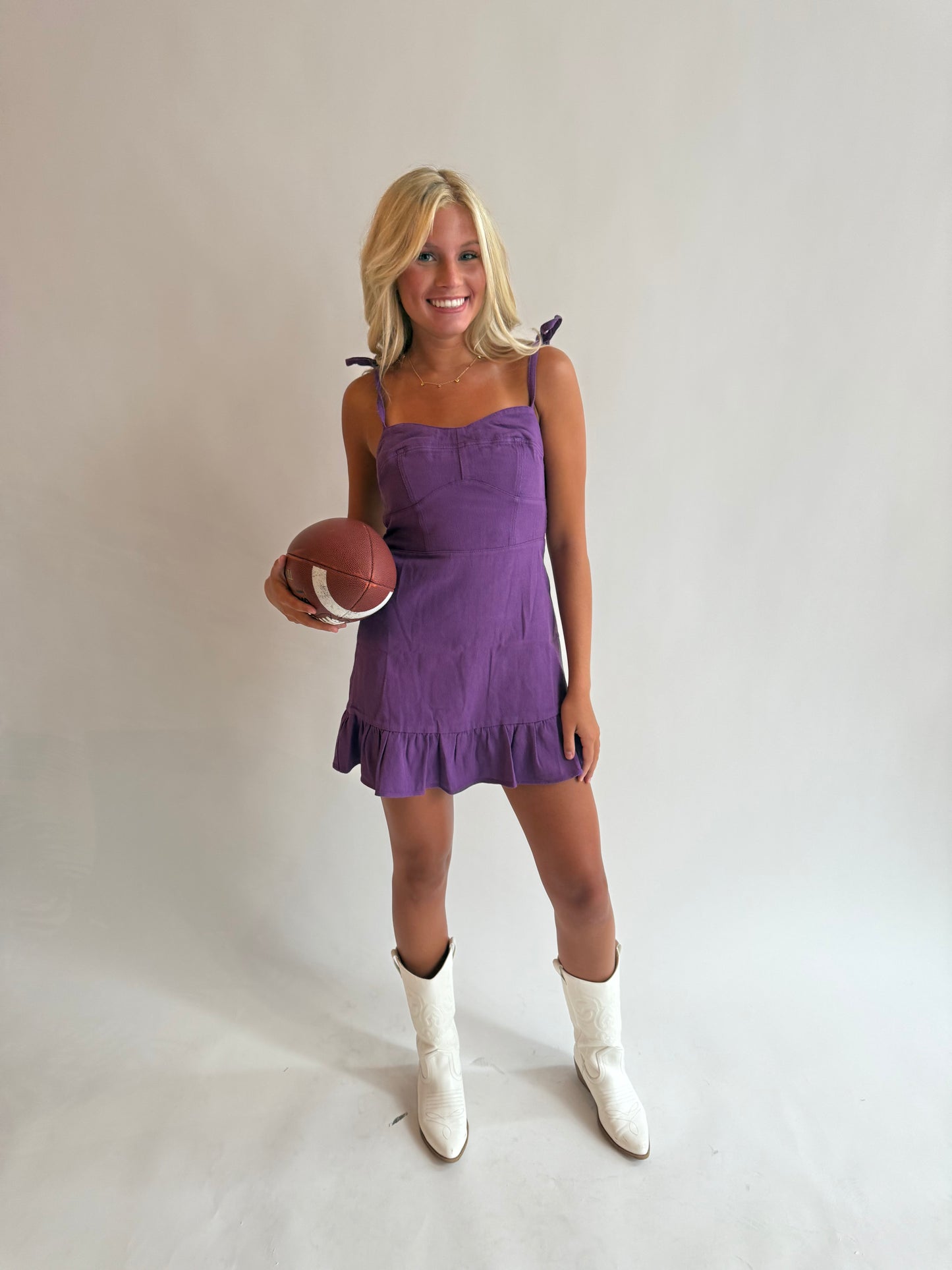 Winner Winner Denim Dress- Purple