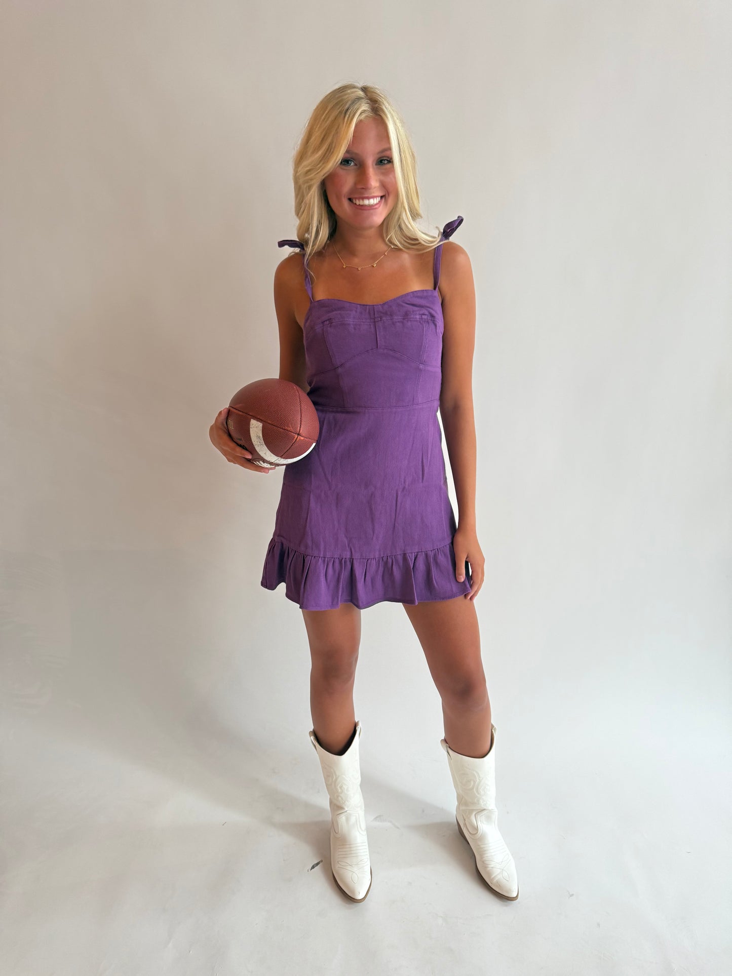 Winner Winner Denim Dress- Purple