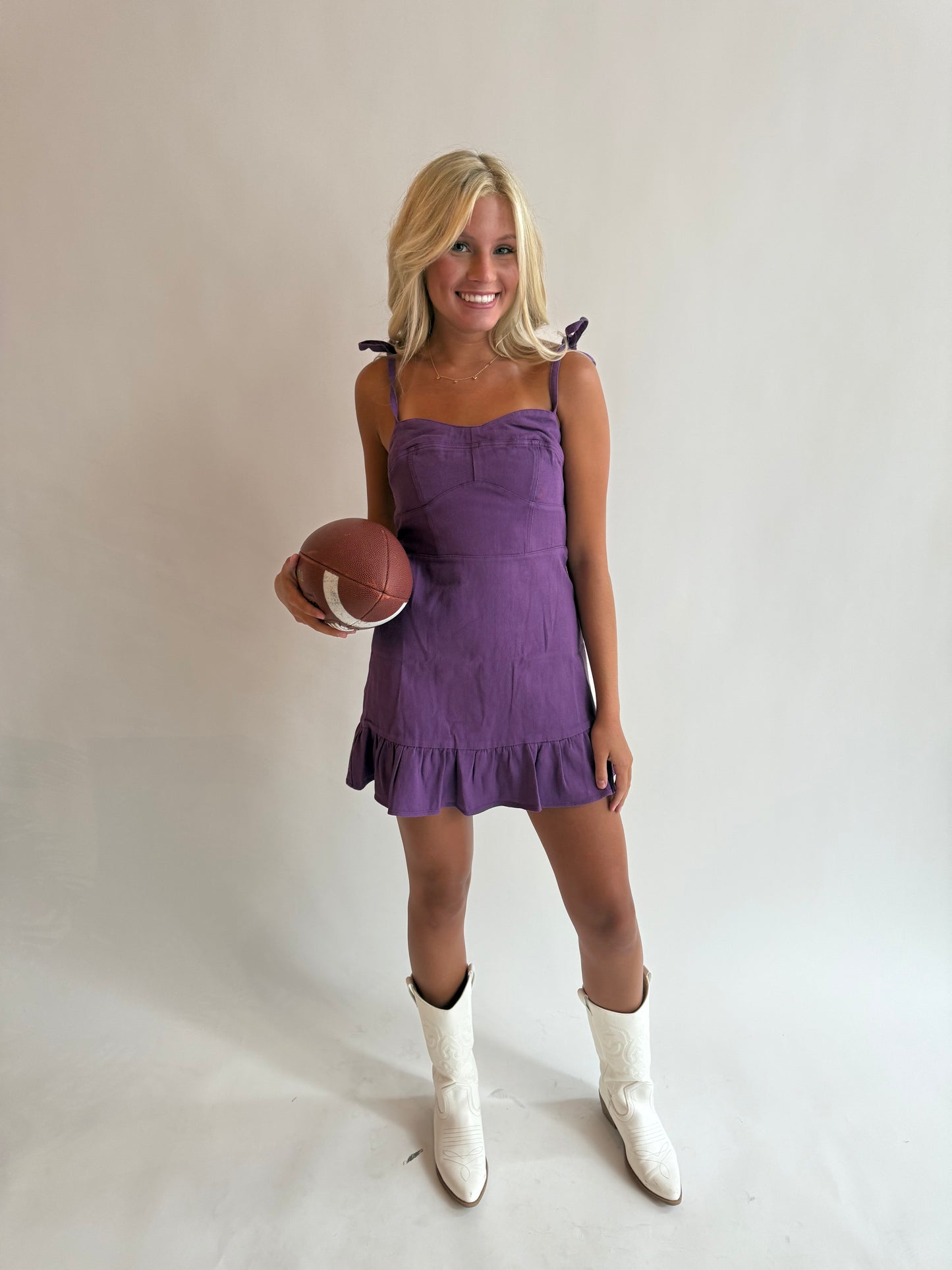 Winner Winner Denim Dress- Purple