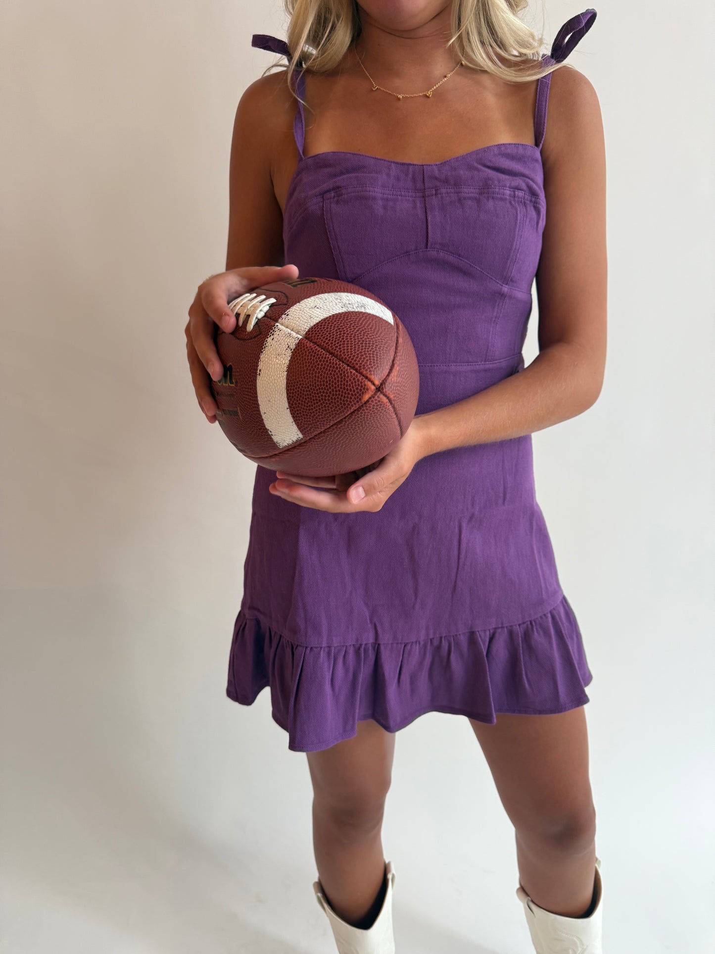 Winner Winner Denim Dress- Purple