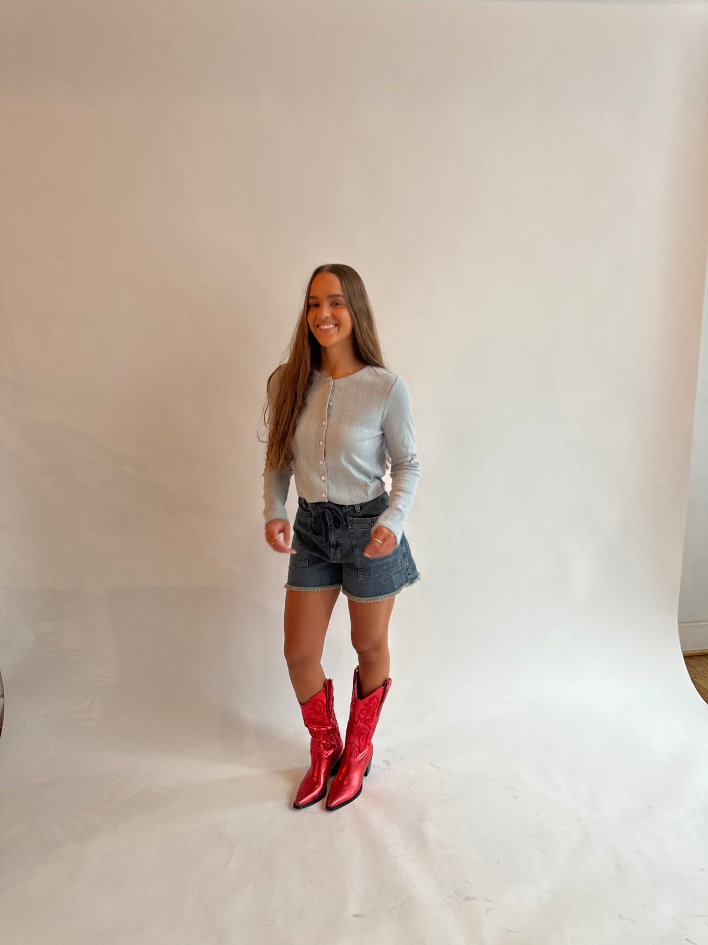 Light Blue Pointelle Cardigan