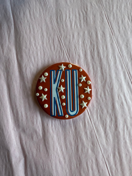 Red KU pearl button