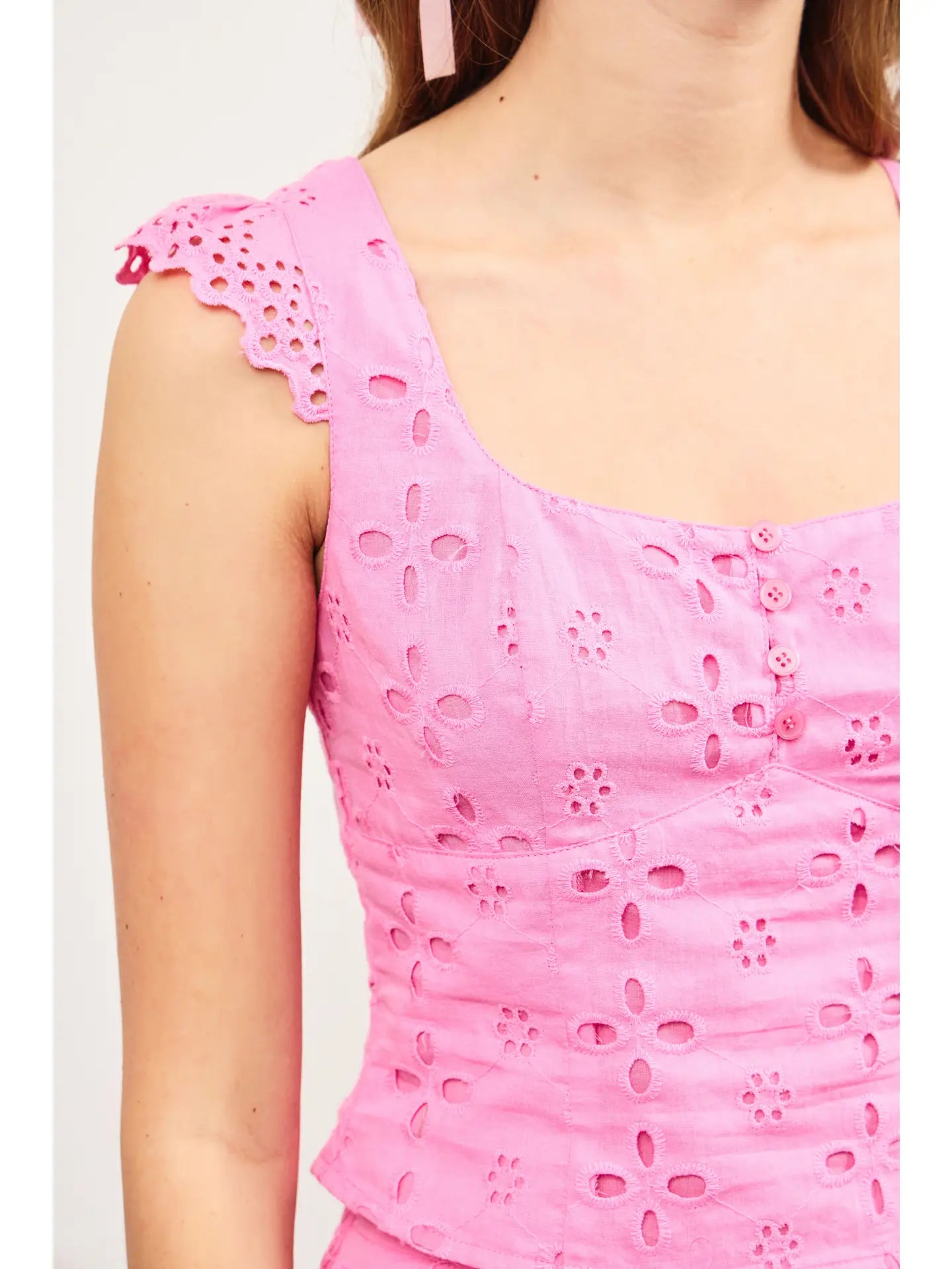 bubble gum eyelet tank