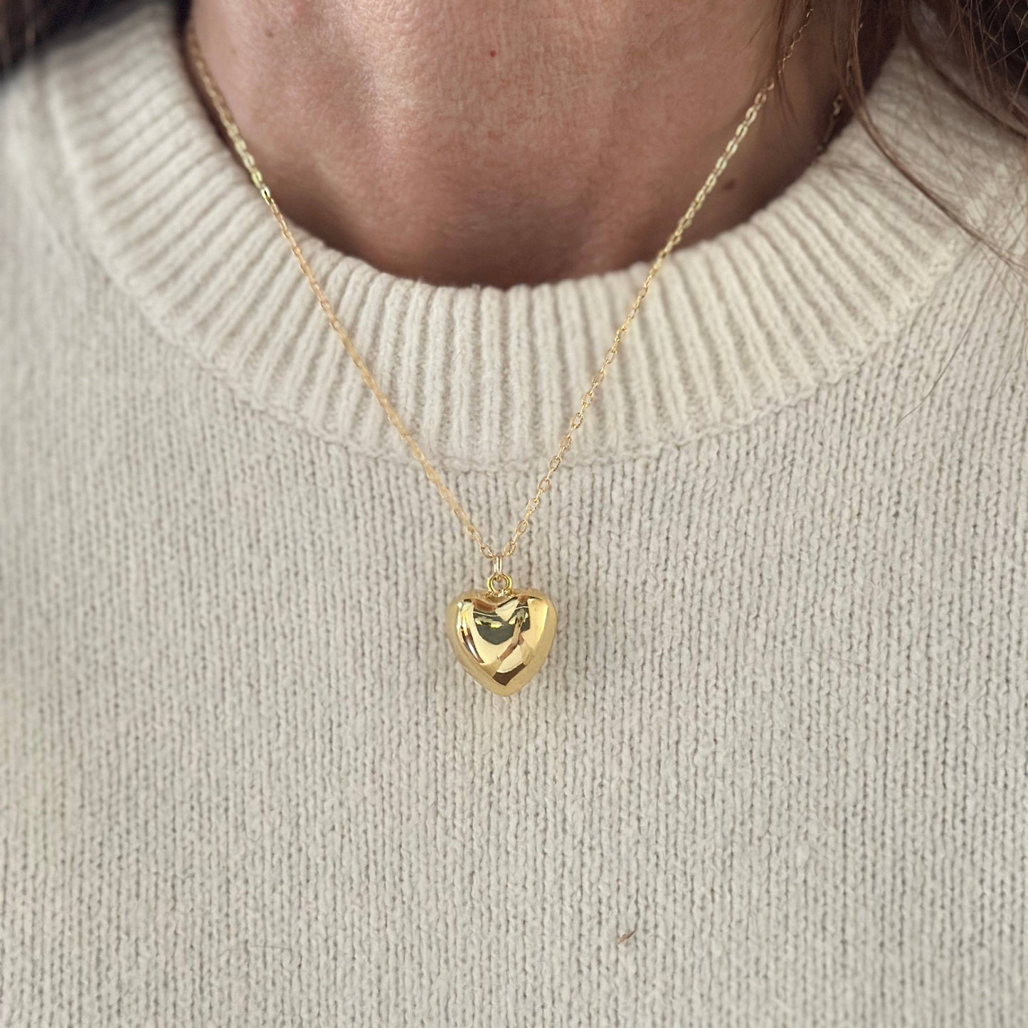 Delicate Puff Heart Necklace: Mini