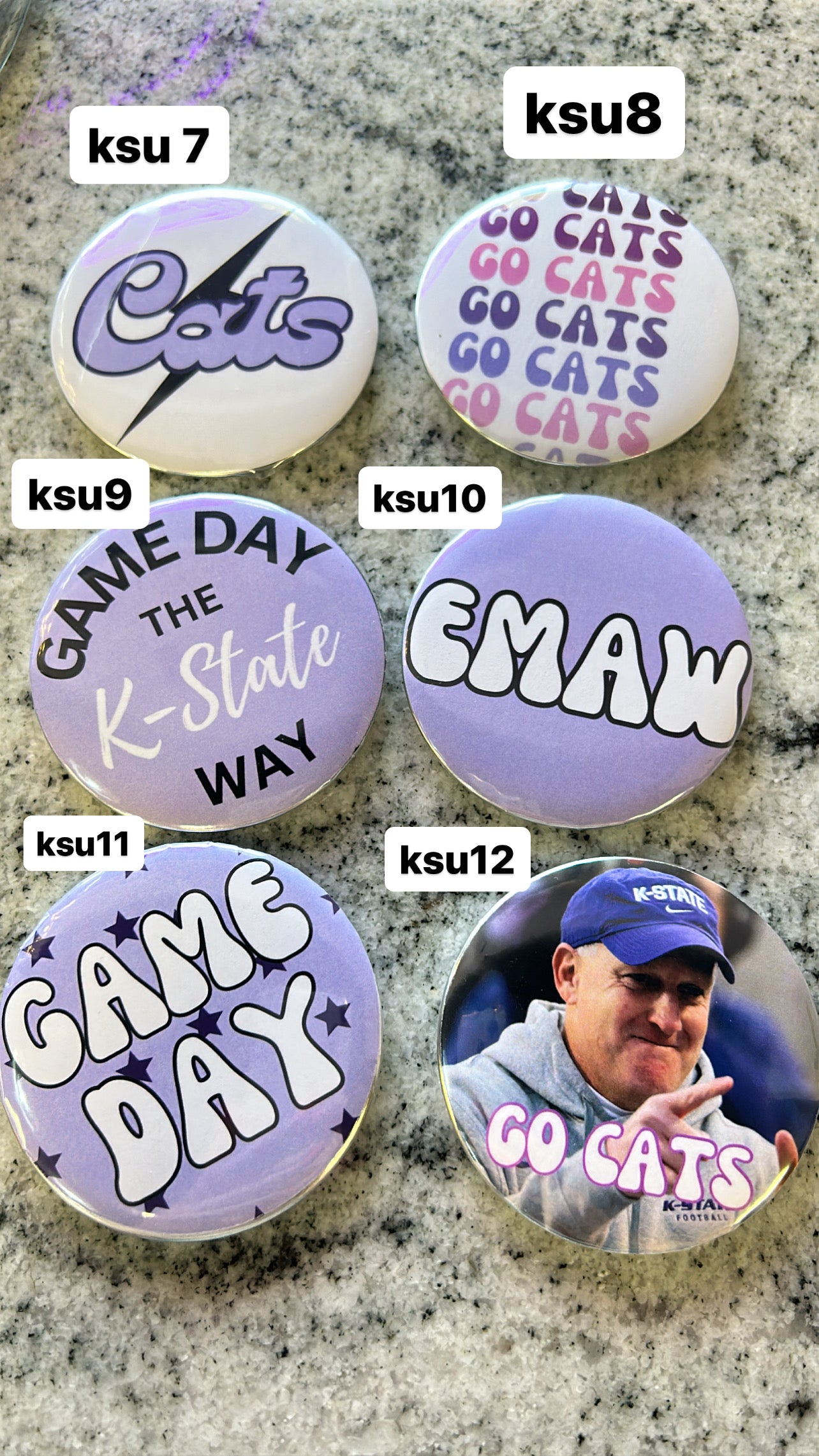 KSU Game day buttons