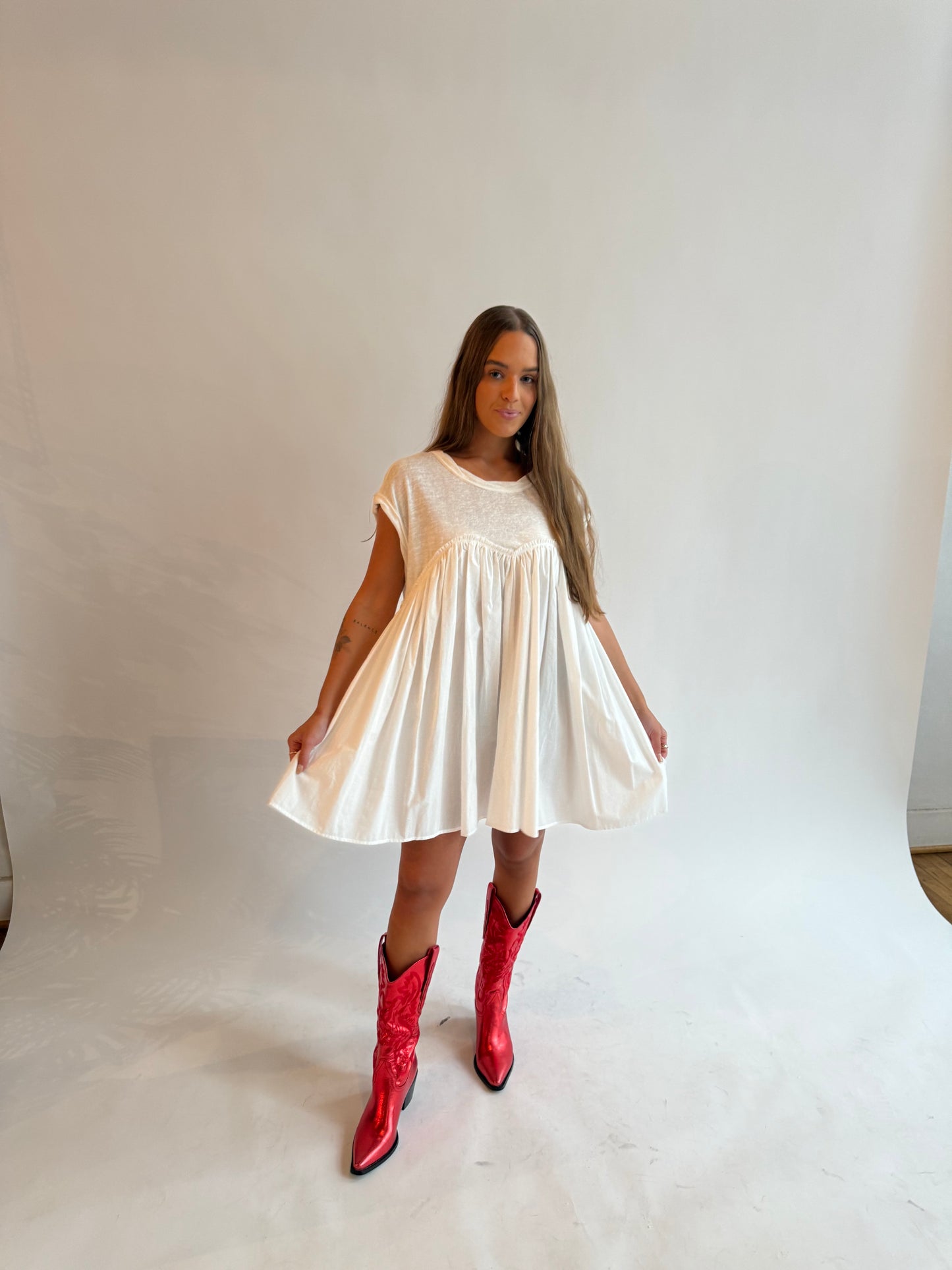 A line white game day dress
