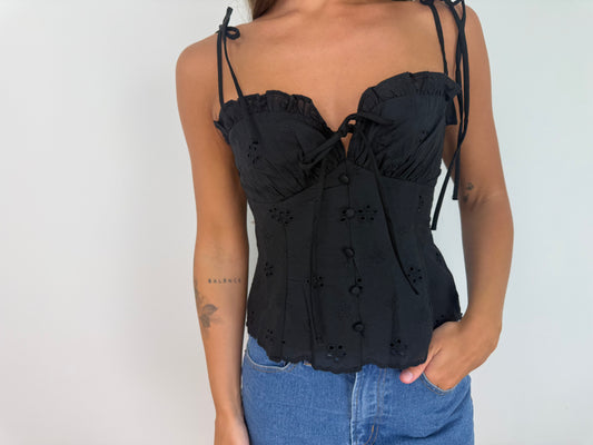 Eyelet peplum top