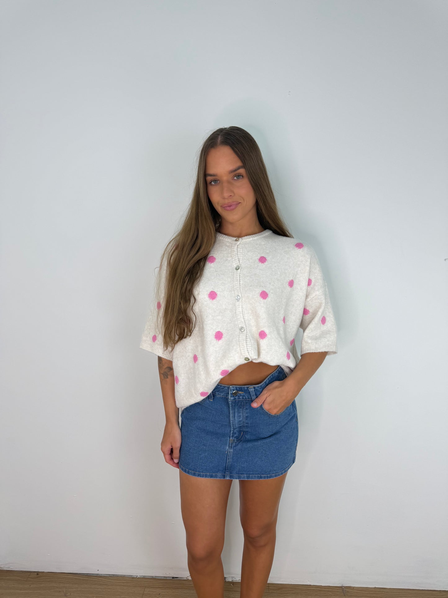 Polka dot sweater cardi