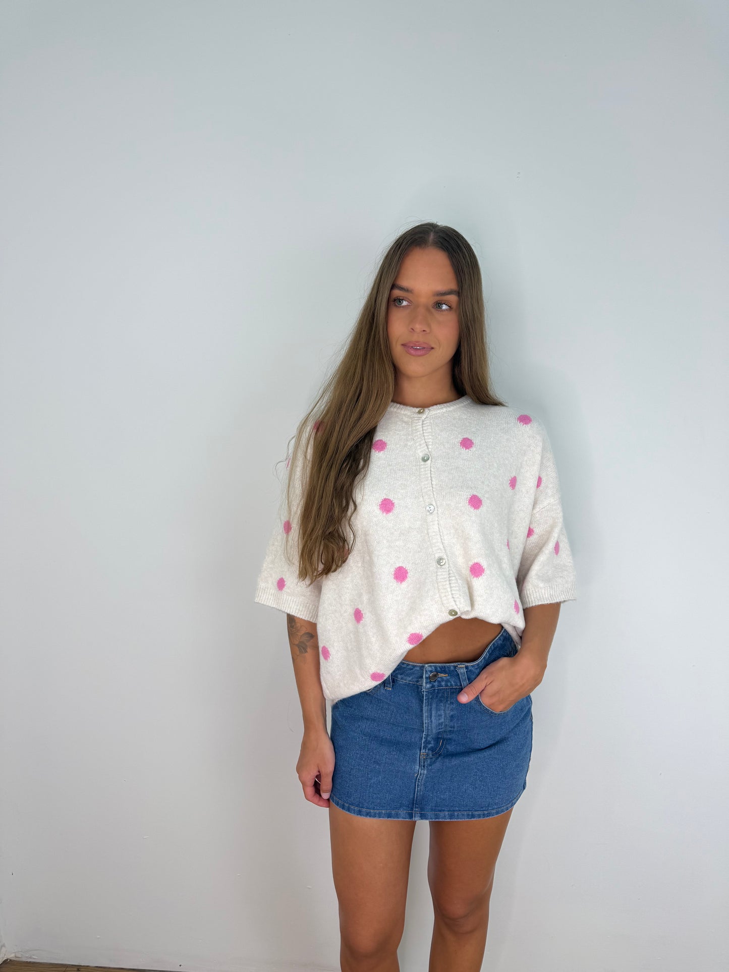 Polka dot sweater cardi