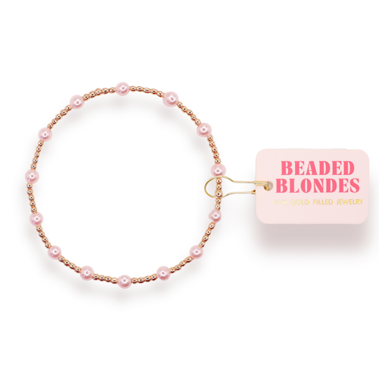 Pink June Bracelet in Gold: Standard 6.75 inch