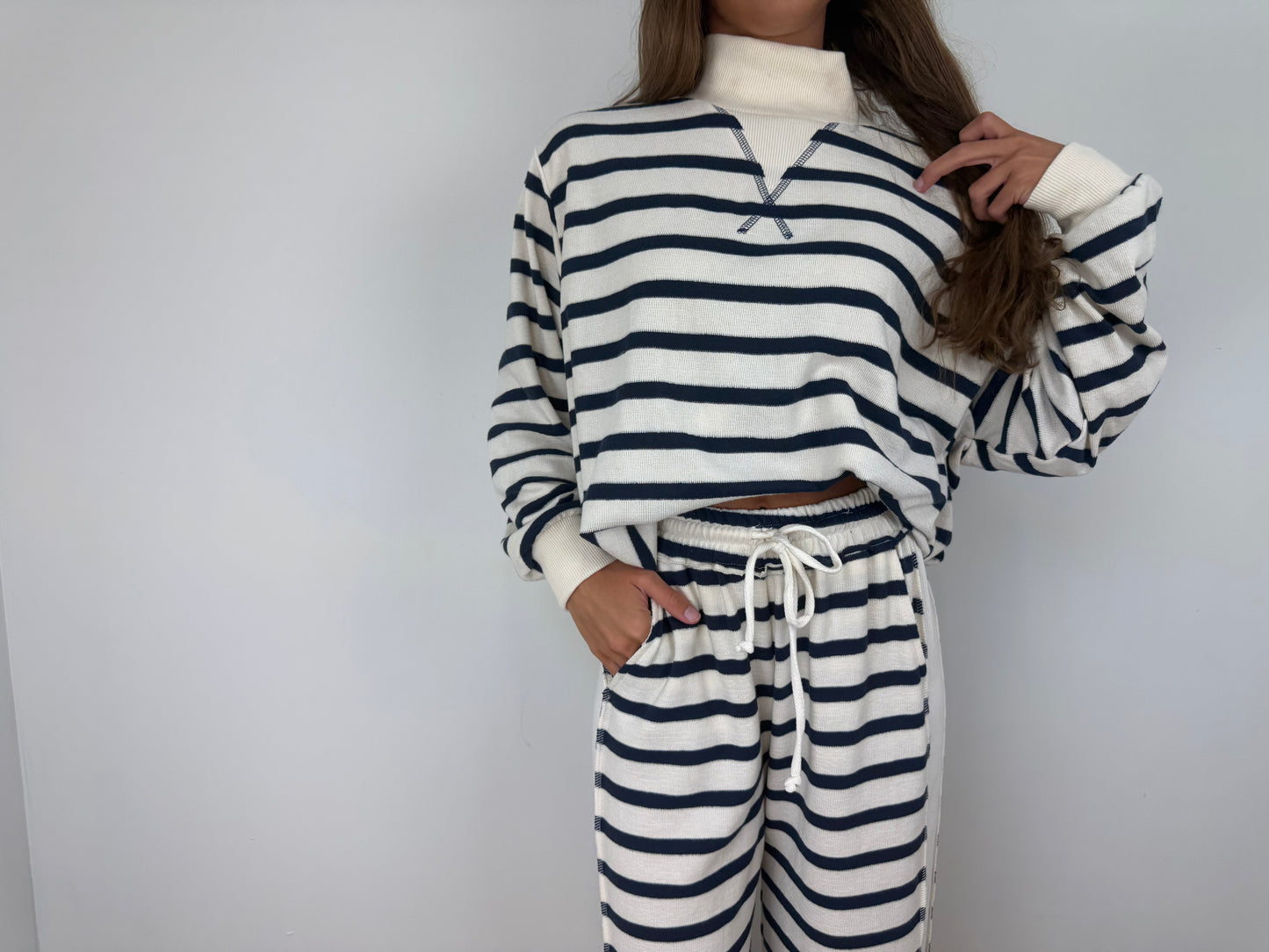 Sailor girl mock neck sweatshirt