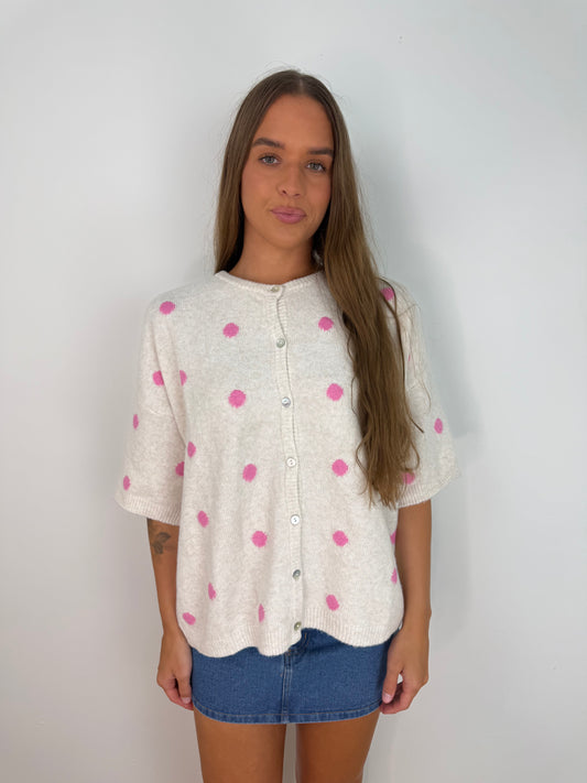 Polka dot sweater cardi