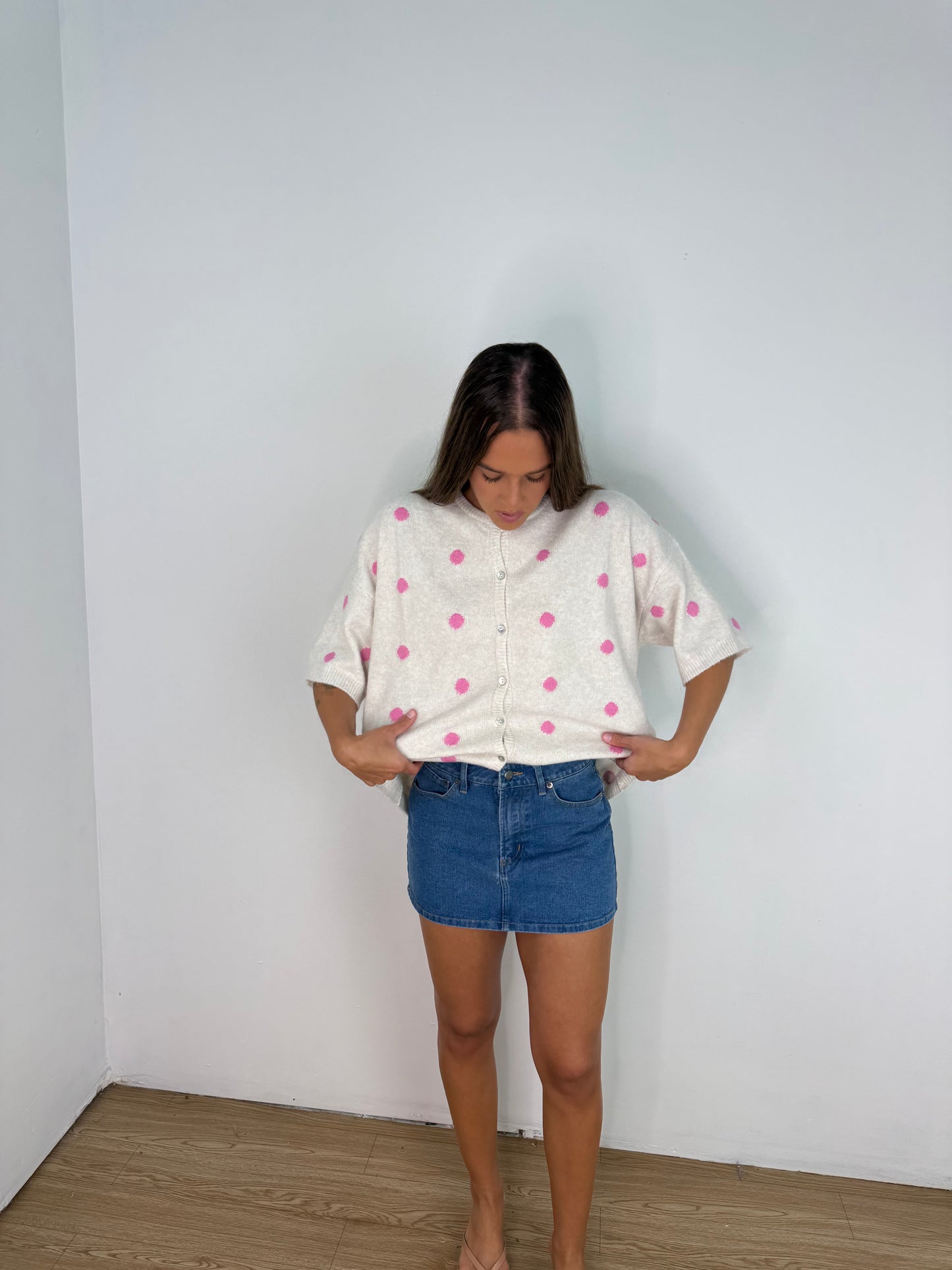 Polka dot sweater cardi