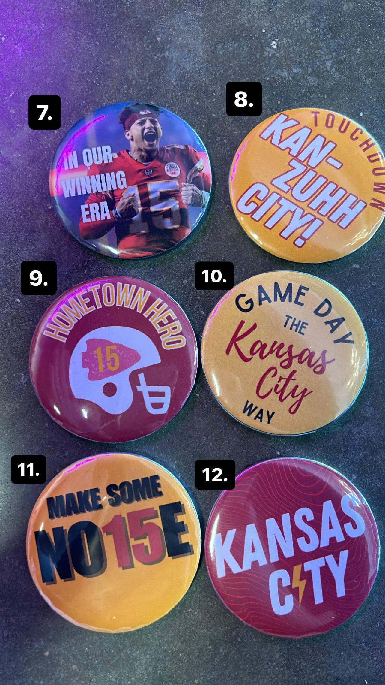 Kansas City Chiefs Game Day Buttons