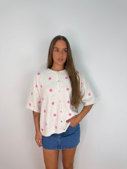 Polka dot sweater cardi
