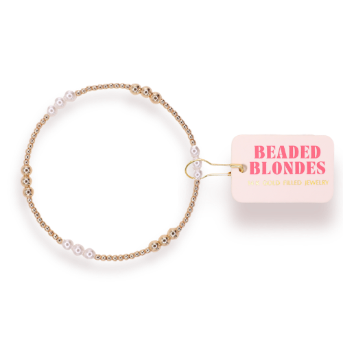 ILY Gold + Pearl Alternating Bracelet: Standard 6.75 inch