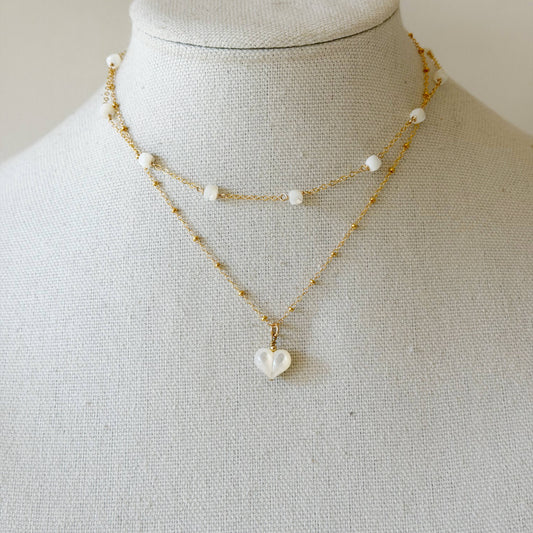 Bubble Heart Necklace, Pearl
