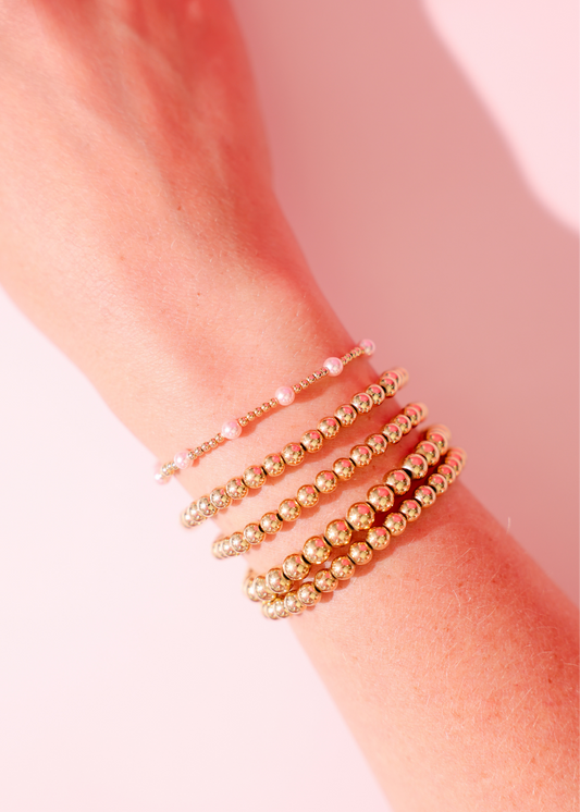 Pink June Bracelet in Gold: Standard 6.75 inch