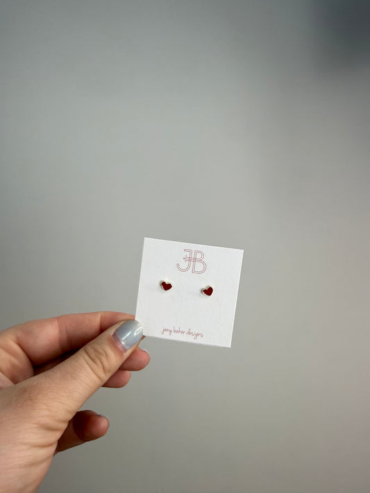 Red heart studs