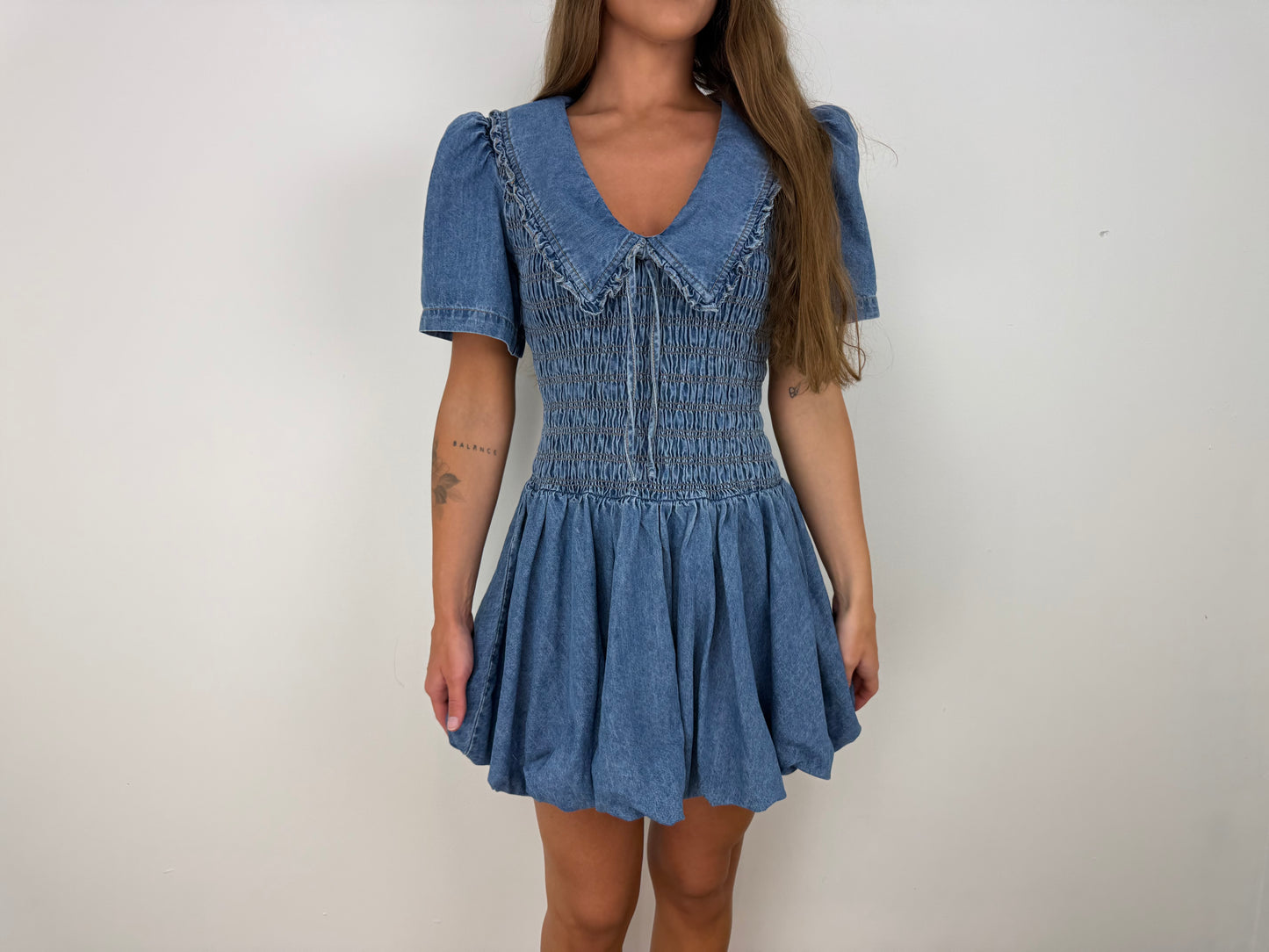 Peter smocked denim dress