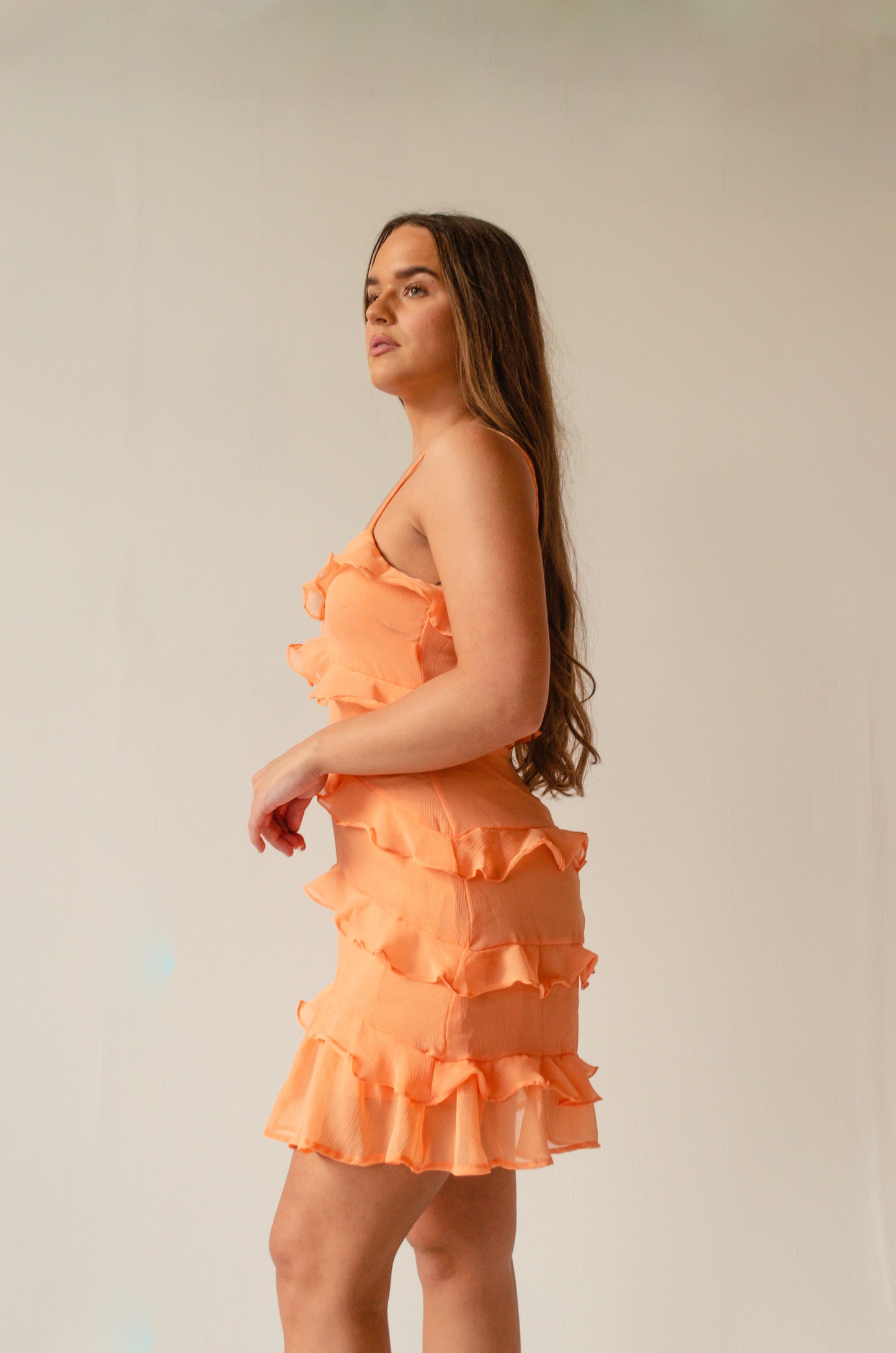 Papaya Ruffle Dress