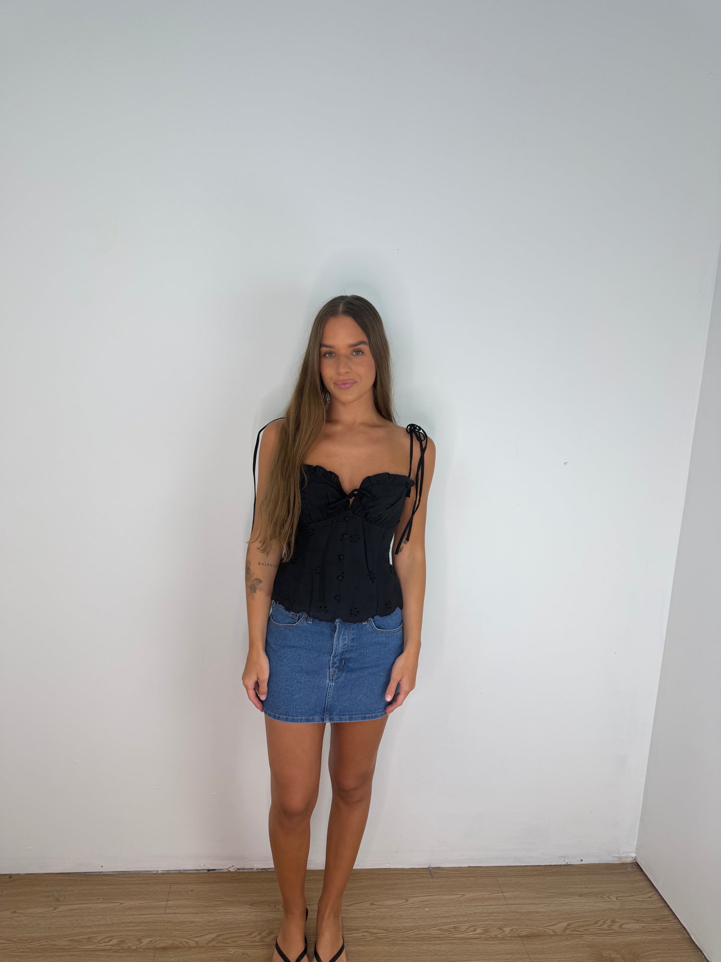 Eyelet peplum top
