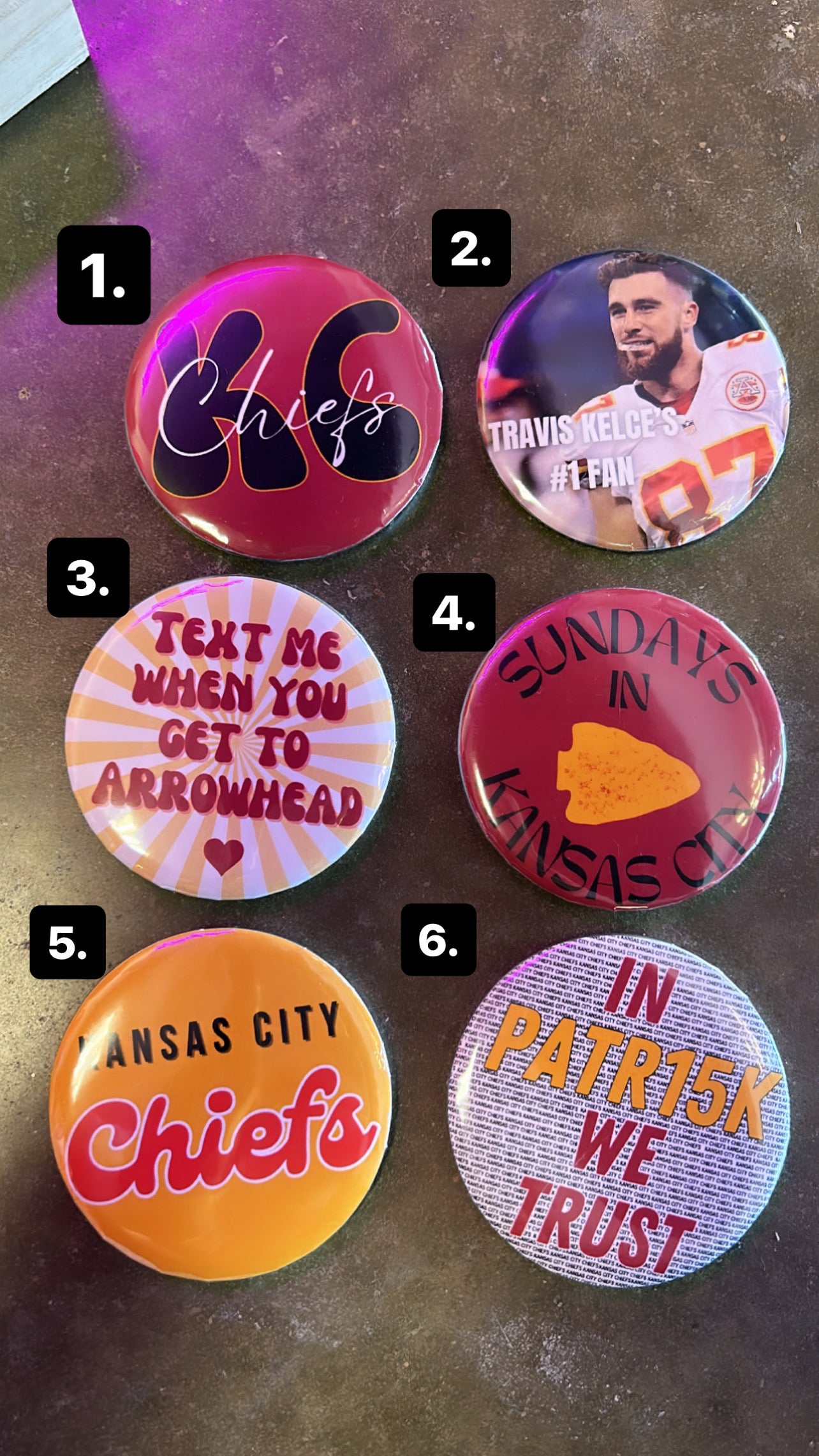 Kansas City Chiefs Game Day Buttons