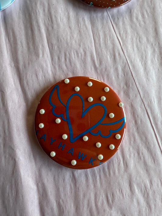 KU wings and pearls button