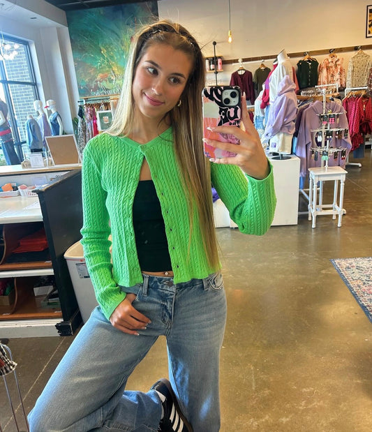 Kelly Green button up sweater