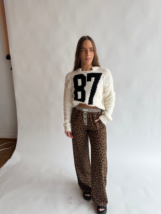 Leopard contrast pants