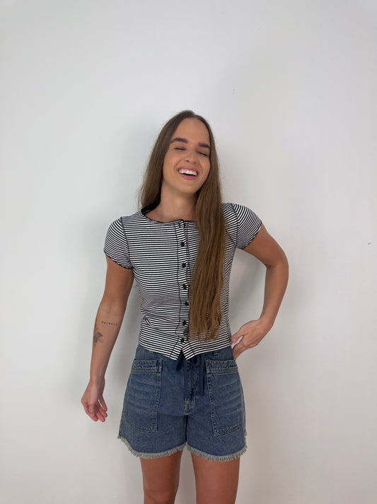 Black Tahini Striped top