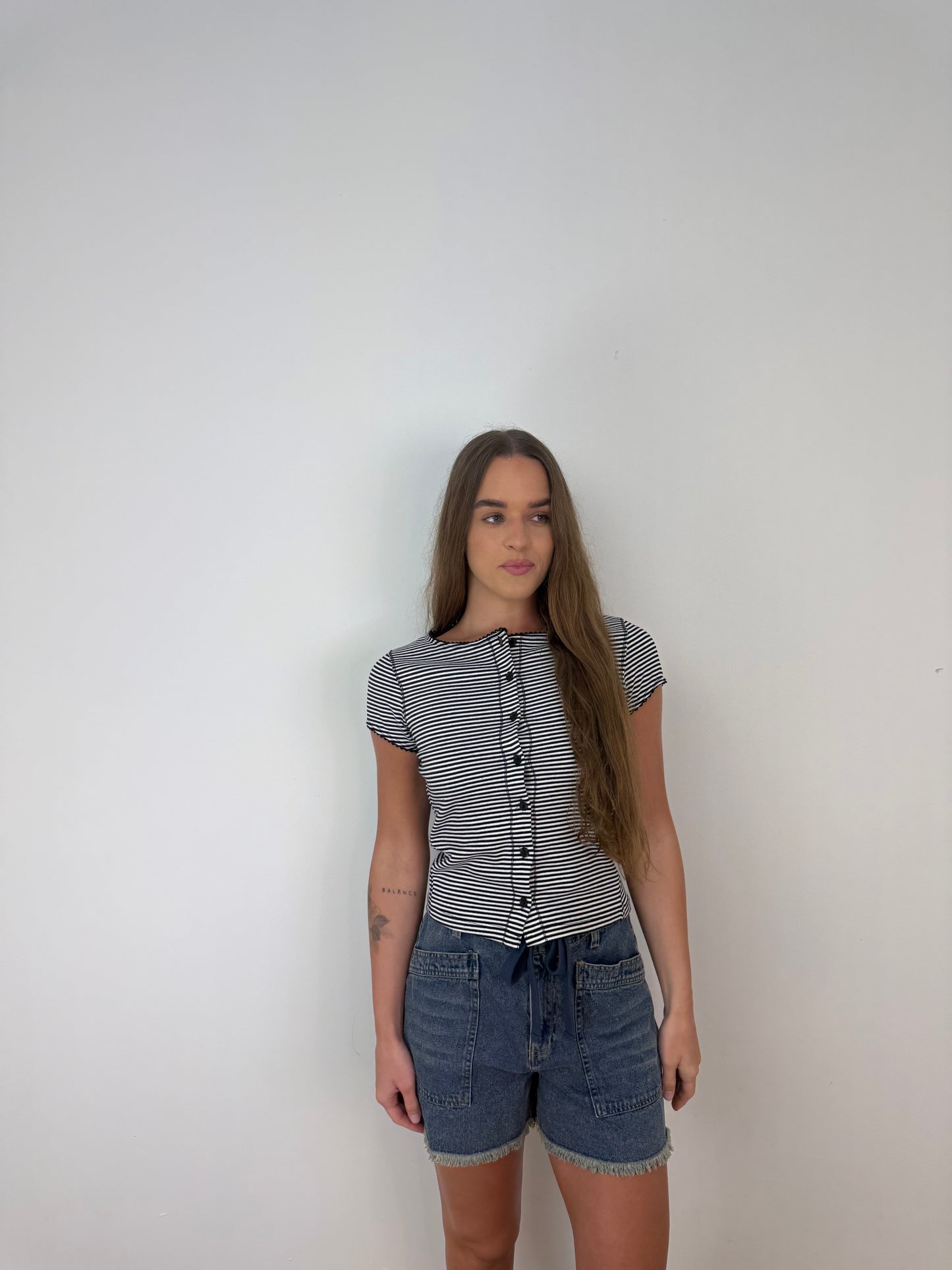 Black Tahini Striped top