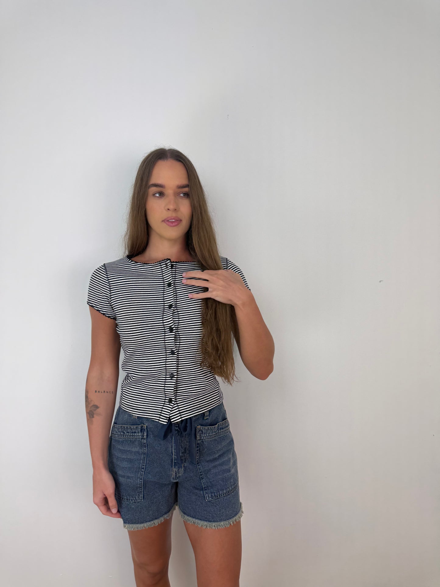 Black Tahini Striped top