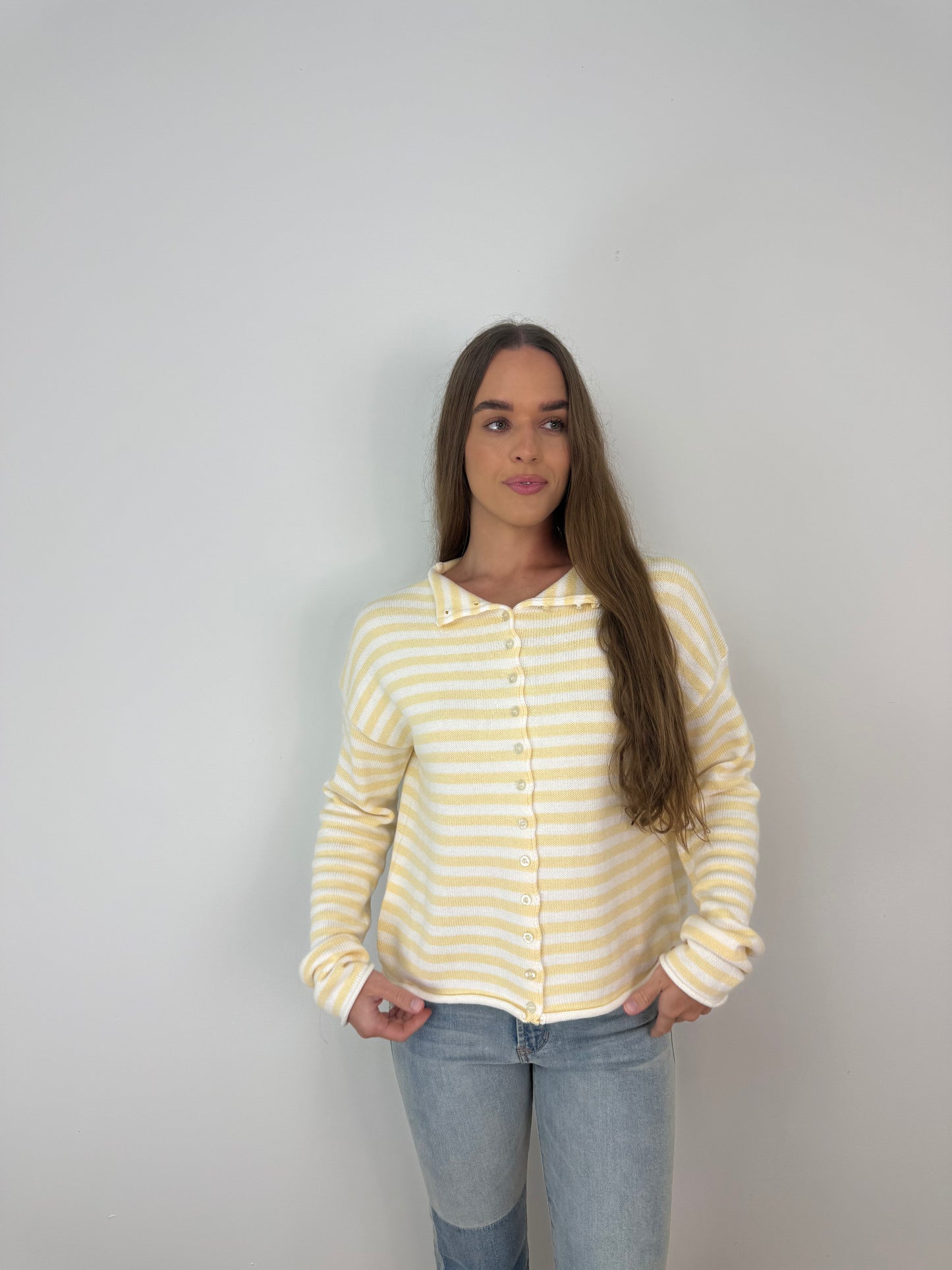 Elina Striped butter cardigan