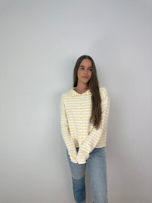 Elina Striped butter cardigan